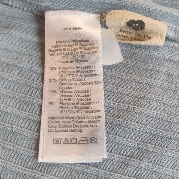 MADEWELL‎ Ribbed Button-Front Crop Tank Terrace Blue Small Square Neckline - Picture 5 of 12